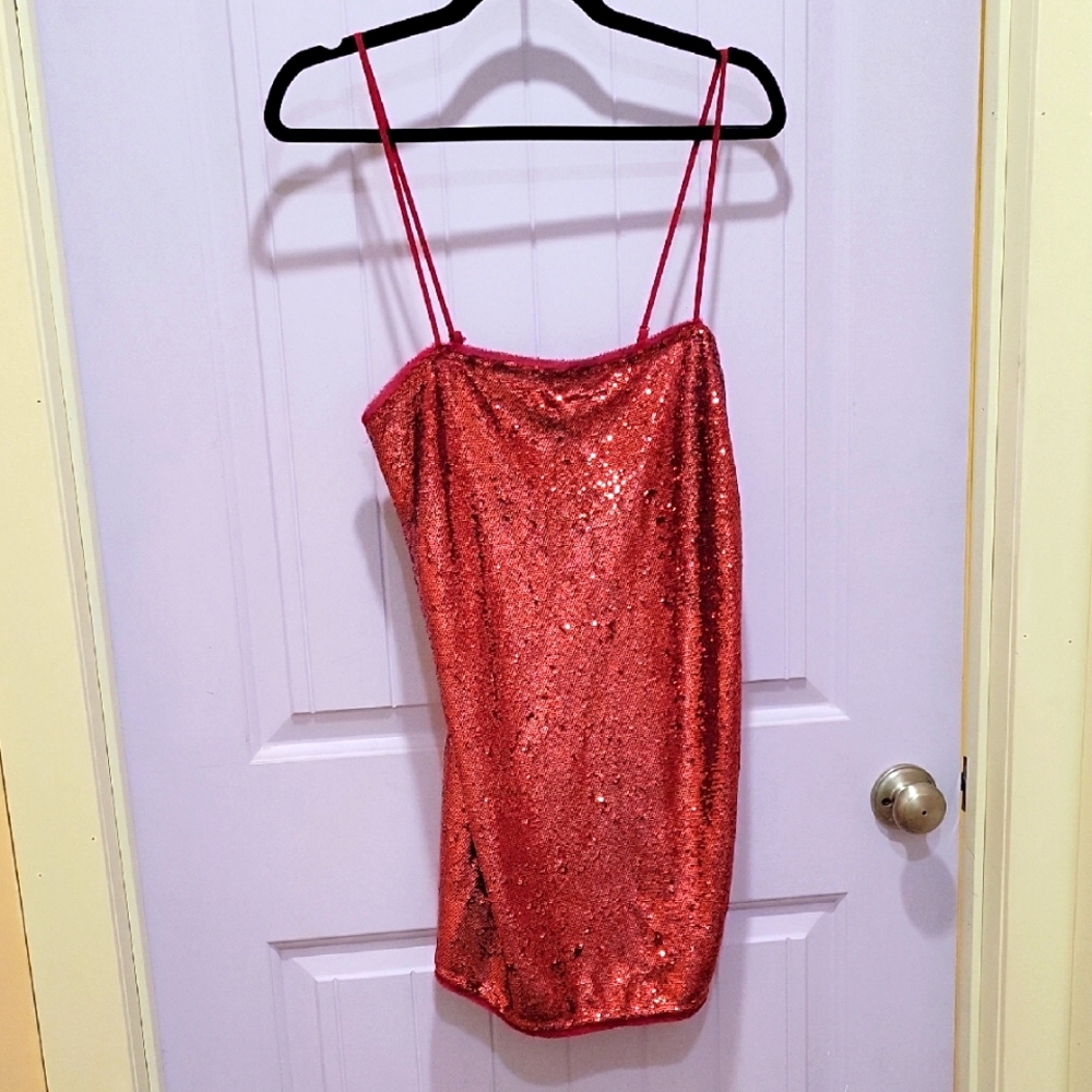 Free People Red Sequin Top
